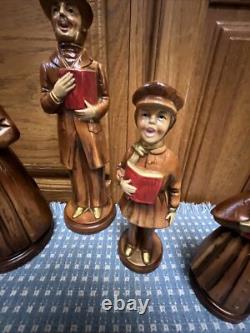Vintage Paper Mache Family Carolers Norcrest Hand 10 Japan Boy Girl Man Woman