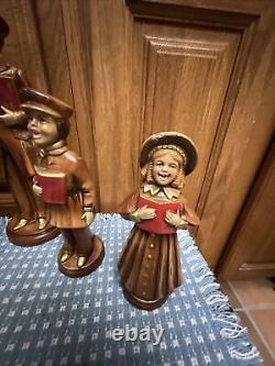 Vintage Paper Mache Family Carolers Norcrest Hand 10 Japan Boy Girl Man Woman