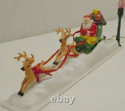 Vintage Paramount Christmas Windup Musical Santa Claus Reindeer Sled Sleigh
