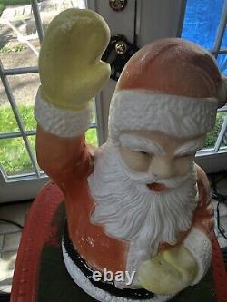 Vintage Poloron Santa Sleigh Blow Mold Christmas Yard Light Decor Decoration