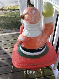 Vintage Poloron Santa Sleigh Blow Mold Christmas Yard Light Decor Decoration