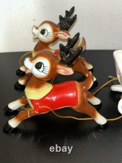 Vintage RB Japan Christmas Planter Sleigh and Reindeer Read