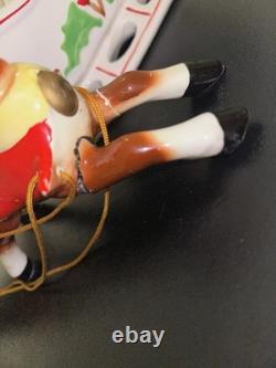 Vintage RB Japan Christmas Planter Sleigh and Reindeer Read