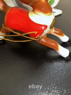 Vintage RB Japan Christmas Planter Sleigh and Reindeer Read