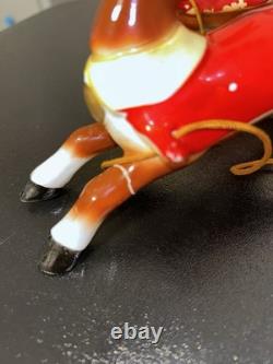 Vintage RB Japan Christmas Planter Sleigh and Reindeer Read