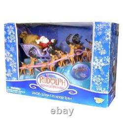 Vintage RUDOLPH & SANTA SET in BOX Christmas Decoration RANKIN BASS OOP