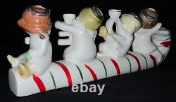 Vintage Relco Ceramic Christmas Figurine'n O E L' Angels Riding Candy Cane