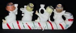 Vintage Relco Ceramic Christmas Figurine'n O E L' Angels Riding Candy Cane