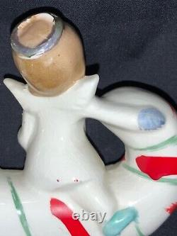 Vintage Relco Ceramic Christmas Figurine'n O E L' Angels Riding Candy Cane