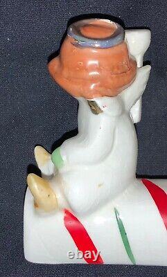 Vintage Relco Ceramic Christmas Figurine'n O E L' Angels Riding Candy Cane