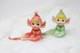 Vintage Relco Japan Christmas Pixie Elves Sitting 5.5 Green And Pink Porcelain