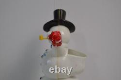Vintage Rosbro Plastics Snowman Tipping Top Hat Hard Plastic Christmas Container