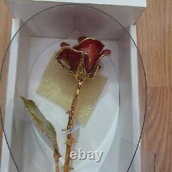 Vintage Royal Orchid Collection 24K Gold Plated Dipped Rose in Box Antique