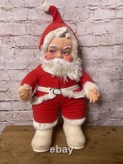 Vintage Rushton Co. Santa Claus Plush Doll Rubber Face White Boots White Belt