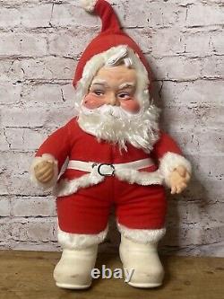 Vintage Rushton Co. Santa Claus Plush Doll Rubber Face White Boots White Belt