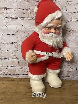 Vintage Rushton Co. Santa Claus Plush Doll Rubber Face White Boots White Belt