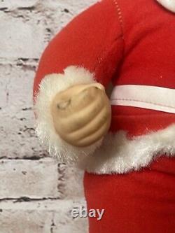 Vintage Rushton Co. Santa Claus Plush Doll Rubber Face White Boots White Belt