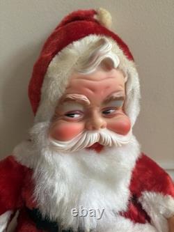 Vintage Rushton Pixie Face Santa Claus Black Rubber Boots Great Condition