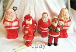 Vintage Santa Christmas Figure Ot Of 6 Celluloid Plastic Irwin Empire Unmarked