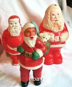 Vintage Santa Christmas Figure Ot Of 6 Celluloid Plastic Irwin Empire Unmarked