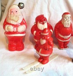Vintage Santa Christmas Figure Ot Of 6 Celluloid Plastic Irwin Empire Unmarked