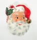 Vintage Santa Claus Head Wall Pocket Japan Ceramic With Foil Label Candy Cane