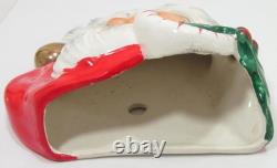 Vintage Santa Claus Head Wall Pocket Japan Ceramic With Foil Label Candy Cane