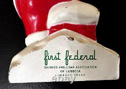 Vintage Santa Claus Metal Bank First Federal Savings & Loan Lubbock Texas 1950's