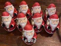 Vintage Santa Hard Solid Plastic 7 Roly Poly St Nick Figurine Lot (9 Santa's)