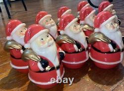 Vintage Santa Hard Solid Plastic 7 Roly Poly St Nick Figurine Lot (9 Santa's)