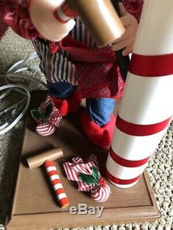 Vintage Santa's Best Animated Elf Building Candy Cane Christmas Figurine Tools