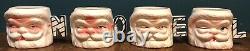 Vintage Set Of Lipper & Mann Winking Santa Christmas Noel Mugs Made In Japan