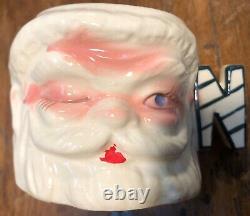 Vintage Set Of Lipper & Mann Winking Santa Christmas Noel Mugs Made In Japan