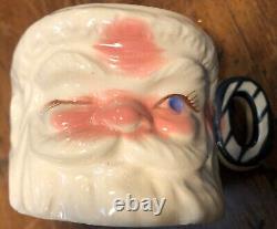 Vintage Set Of Lipper & Mann Winking Santa Christmas Noel Mugs Made In Japan