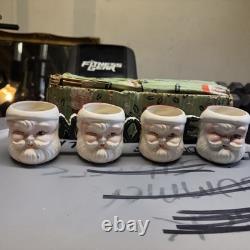 Vintage Set of Lipper & Mann Noel Winking Santa Christmas Mugs Made In Japan