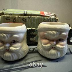 Vintage Set of Lipper & Mann Noel Winking Santa Christmas Mugs Made In Japan