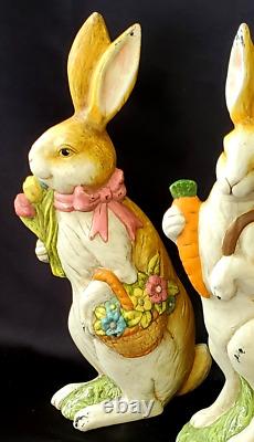 Vintage Shabby Chic Sleek Easter Bunny Bisque Figurines (unbranded)