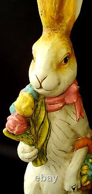 Vintage Shabby Chic Sleek Easter Bunny Bisque Figurines (unbranded)