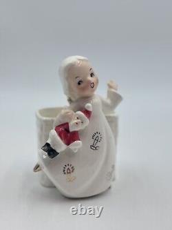 Vintage Shafford Christmas Girl Angel Holding Santa Japan Ultra Rare Planter