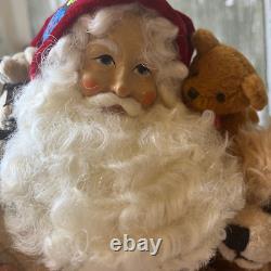 Vintage Signed Lynn Haney Big Bear Hugs Santa Figurine 2000 Gift Christmas 17