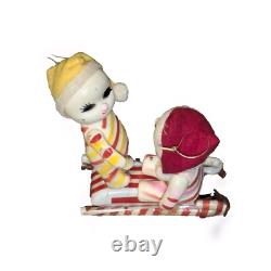 Vintage Snow Baby Candy Striped Christmas Pixie Elf Japan Candy Canes Posable