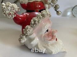 Vintage Spaghetti Trim Santa Claus Planter / Centerpiece Shenandoah Prod. Japan