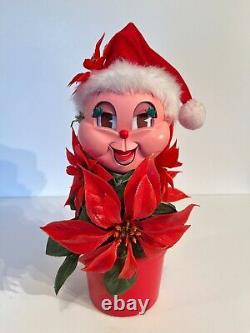 Vintage TELCO Redd Christmas Talking Musical POINSETTIA Flower Animated Decor