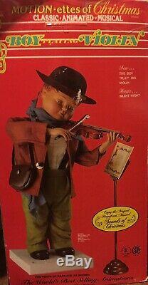 Vintage Telco Motion-Ette Animated Christmas Plays silent Night Boy With Violin