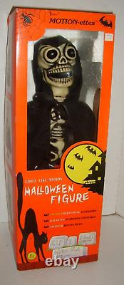 Vintage Telco Motionettes Grim Reaper Skeleton Animated Halloween Figure & Box