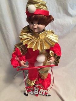 Vintage Telco Motionettes of Christmas Jester Clown Boy Marionette Rare, Nice