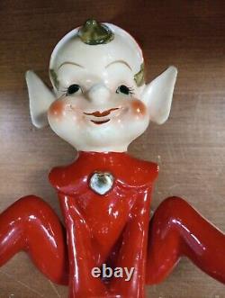 Vintage Thames Ceramic Pixie Elf 6x8 Figurine 1950's Christmas Japan Rare