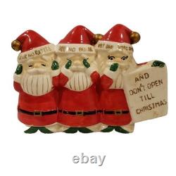 Vintage Three Wise Santas Christmas Ceramic Bank Figurine Japan RARE