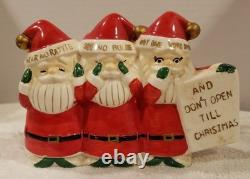 Vintage Three Wise Santas Christmas Ceramic Bank Figurine Japan RARE