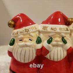 Vintage Three Wise Santas Christmas Ceramic Bank Figurine Japan RARE
